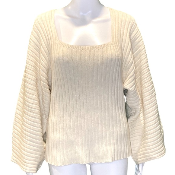 NWT Mara Hoffman Cream Jocelyn Flared Sleeve Sweater - Sz M - Picture 6 of 11